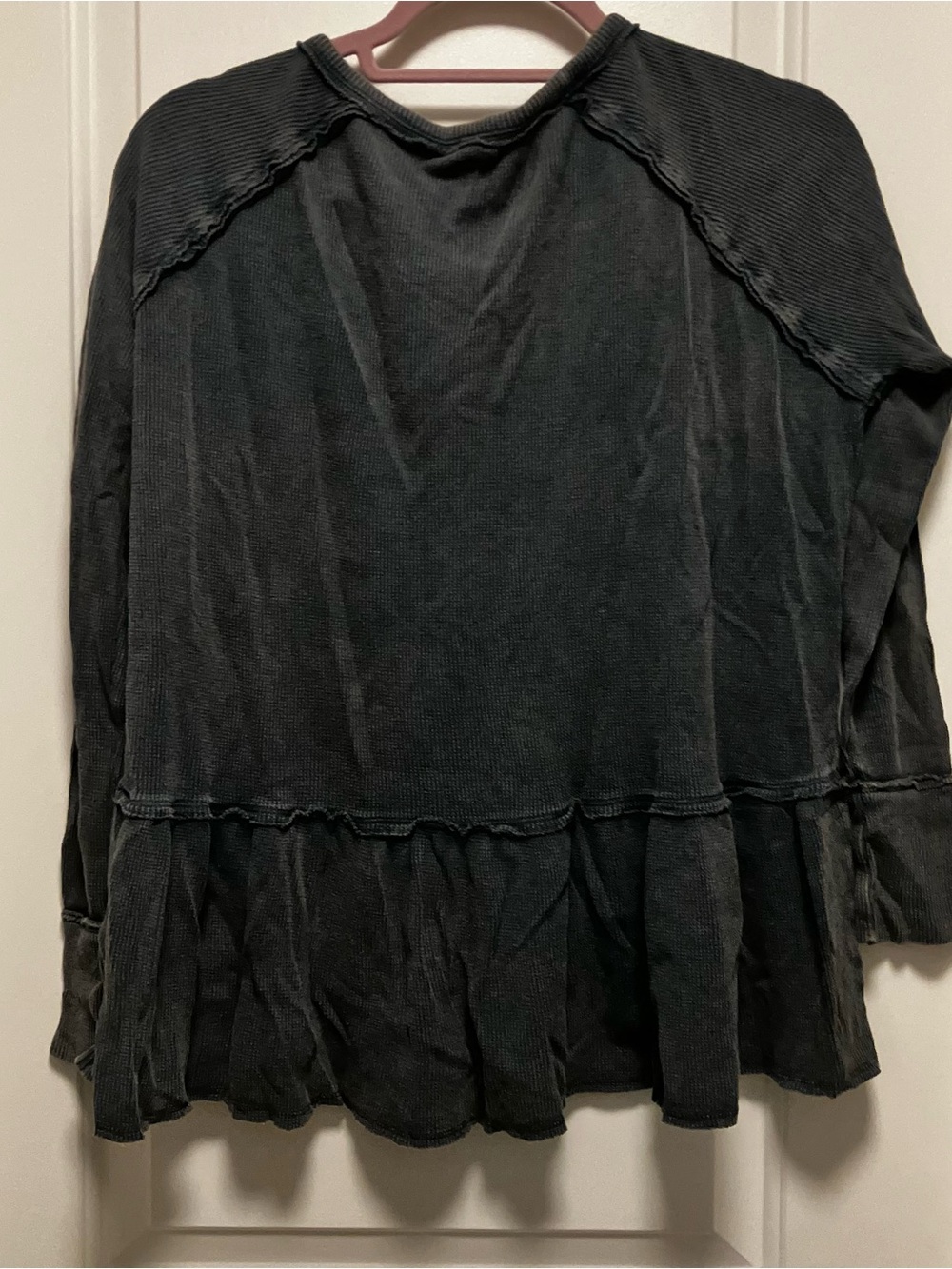 Free People We The Free Thermal Waffle Knit Henley Shirt Gray Women's Size XS - Picture 5 of 15